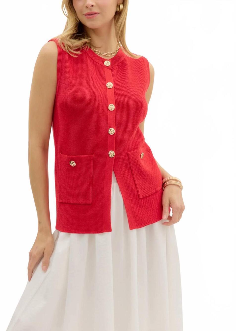 NEW ENTRO tiegan sleeveless vest in red